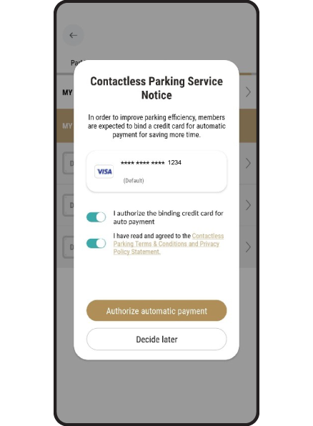 Authorize the bound credit card for auto payment