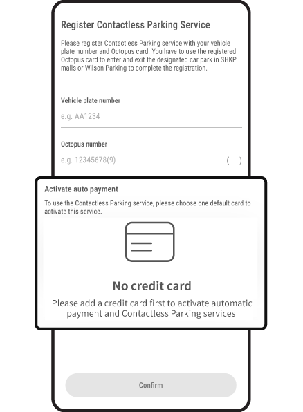 Register contactless parking with a bound credit card for auto payment